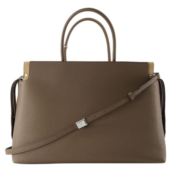 Mercer Large Satchel Purse - Tory Burch - Leather - Khaki - Picture 3 of 4